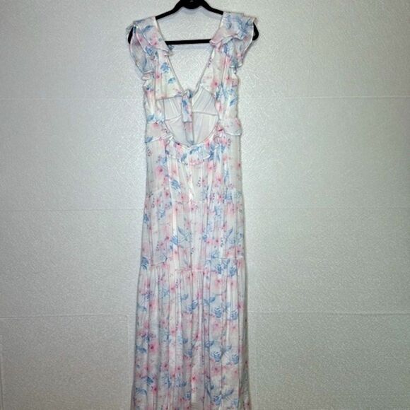 Altar’d State Ruffle Sleeve Floral Cut Out Maxi Dress M - Picture 3 of 3